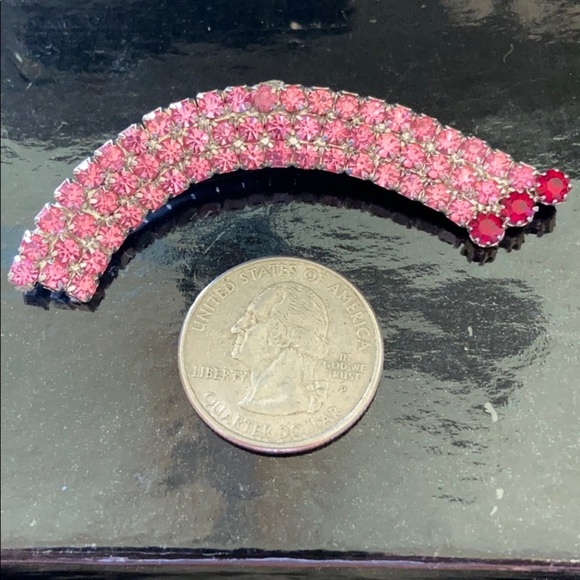 Vintage Retro Chic Brilliant Pink & Red Rhinestone Rainbow Brooch & Earring Set - Picture 9 of 14